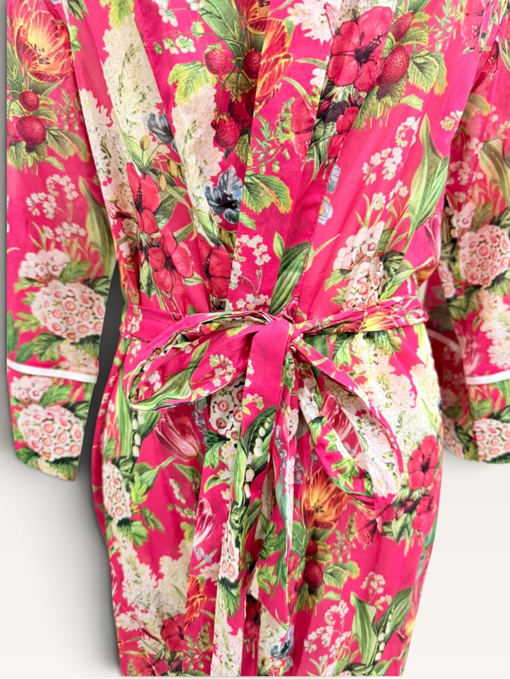 Papinelle Small Clara Midi Robe 100% Cotton Geranium Pink Floral Print Nwt — image 8 of 8